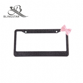 Bow crystal license plate frames