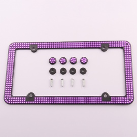 4-3 rows Custom License Plate Frame purple bling license plate frame
