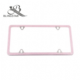 4-3 rows Bling Bling License Plate Frames Pink rhinestone license plate frames