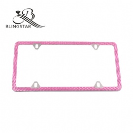 4-3 rows Bling Bling License Plate Frames Hot Pink rhinestone license plate frames