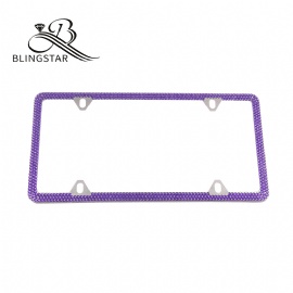 4-3 rows Bling Bling License Plate Frames purple rhinestone license plate frames