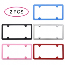 2pcs 4 holes Stainless Steel License Plate frames Car License Plate Holder For License Plate Front Rear 31cm*16cm/12.2*6.3inch 5 Colors