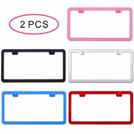 2 PCS License Plate Frames Front Rear Car Tag Covers For Girl Women,2 Hole Thin Slim Holders With Mounting Hardware Kit- Screws,Caps ,5 Colors
