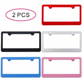 2PCS Car License Plate Frame With Print Design Stainless Aluminum Car Tag Cover Holder Auto Car With 2 Holes And Screws