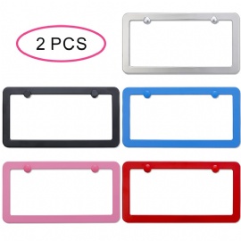 2 Packs 2 hole License Plate Frame License Plate cover Universal Car License Plate Frames Rust-Proof Stainless Steel License Plate Holder