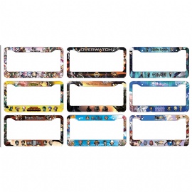 2 Pcs License Plate Frame Cartoon UV Print License Plate Cover Universal Aluminum US Car Tag Frame with 2 Holes and Screws for Front & Back License Plate