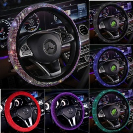 Bling Diamond Anti-Slip Wheel Protector Car Interior Accessories 38cm Size Car Steering Wheel Cover