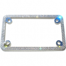 Bling Acrylic Stainless Steel Motorcycle License Plate Frame rhinestoneMotorcycle License Plate Frame