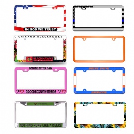 Custom license plate frame UV printed license plate frame printed license plate holder aluminum American car label frame with 2 holes and screws for front and rear license plates