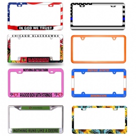 Factory Custom license plate frame UV printed license plate frame printed license plate holder aluminum American car label frame with 2 holes and screws for front and rear license plates