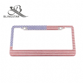 1 pack USA flag rhinestone license plate frames USA standard license plate frames