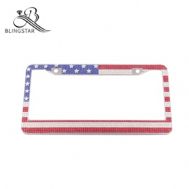 1 pack USA flag rhinestone license plate frames USA standard license plate frames