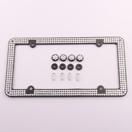 4-3 rows Custom License Plate Frame white license plate frame rhinestone crystal license plate frame