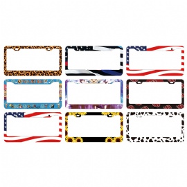 2 pcs UV license plate frame printed license plate cover aluminum American car label frame with 2 holes and screws for front and rear license plates