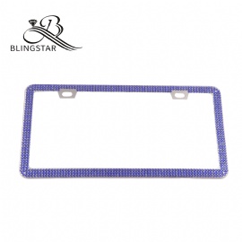 2-3 Bling Bling License Plate Frames 3 Rows Pure Handmade Waterproof Glitter Rhinestones Crystal License Frames Plate for Cars with 2 Holes with Screws Caps Set