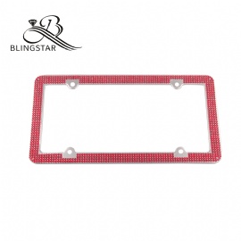 4-4 rows Custom License Plate Frame, 2 Pack Rhinestone License Plate Frames and 4 Shiny Crystal Rows,Over 1000 pcs 14 Facets SS16 Finest Handcrafted Bling Colorful Rhinestone