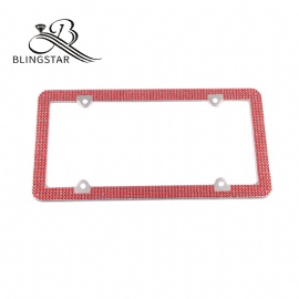 4-4 rows Custom License Plate Frame, 2 Pack Rhinestone License Plate Frames and 4 Shiny Crystal Rows,Over 1000 pcs 14 Facets SS16 Finest Handcrafted Bling Colorful Rhinestone