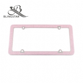 4-4 rows Custom License Plate Frame, 2 Pack Rhinestone License Plate Frames and 4 Shiny Crystal Rows,Over 1000 pcs 14 Facets SS16 Finest Handcrafted Bling Colorful Rhinestone