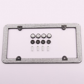 4-4 rows Custom License Plate Frame, 2 Pack Rhinestone License Plate Frames and 4 Shiny Crystal Rows,Over 1000 pcs 14 Facets SS16 Finest Handcrafted Bling Colorful Rhinestone