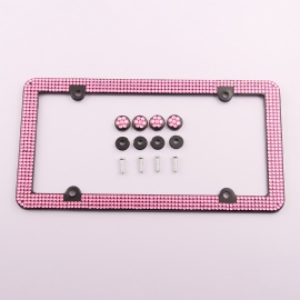 4-4 rows Custom License Plate Frame, 2 Pack Rhinestone License Plate Frames and 4 Shiny Crystal Rows,Over 1000 pcs 14 Facets SS16 Finest Handcrafted Bling Colorful Rhinestone