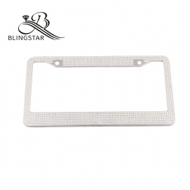 2-7 Glass Diamond Car License Plate Frame – 2 Pack Handmade | Sparkly Bling Chrome Rhinestone Stainless Steel Metal Frames For Women & Men Cars Plates. AA SS16 Glitter Crystal (Glass Diamond Rhinestone)