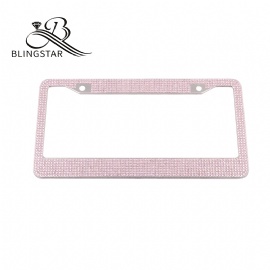 2-7 Glass Diamond Car License Plate Frame – 2 Pack Handmade | Sparkly Bling Chrome Rhinestone Stainless Steel Metal Frames For Women & Men Cars Plates. AA SS16 Glitter Crystal (Glass Diamond Rhinestone)