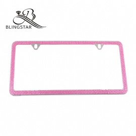 3 Rows Pure Handmade Waterproof Bling Bling Selected Acrylic Rhinestones License Plate Frame Bonus 2 Matching Screws&Caps