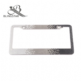 1 pack Pure Handmade Bling Bling fade colors 7 Row Rhinestones License plate frame in gradient Stainless Steel Metal License Plate Frame Bonus 2 Matching Screws Caps