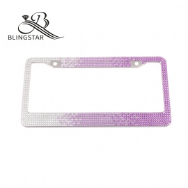 1 pack Pure Handmade Bling Bling fade colors 7 Row Rhinestones License plate frame in gradient Stainless Steel Metal License Plate Frame Bonus 2 Matching Screws Caps