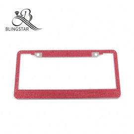 2-7 Glass Diamond Car License Plate Frame – 2 Pack Handmade | Sparkly Bling Chrome Rhinestone Stainless Steel Metal Frames For Women & Men Cars Plates. AA SS16 Glitter Crystal (Glass Diamond Rhinestone)